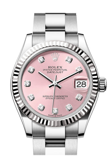 Rolex Datejust 31 Pink Diamond Dial Fluted Bezel Ladies Watch - Ref # 278274 278274-0031