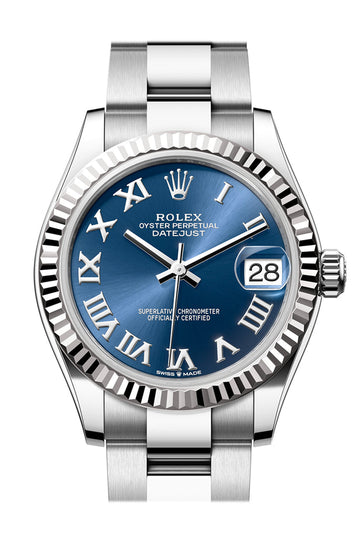 Rolex Datejust 31 Blue Roman Dial Fluted Bezel Ladies Watch - Ref # 278274 278274-0033