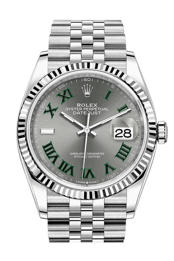 Rolex Datejust 36 Slate Dial Fluted Jubilee Watch - Ref # 126234