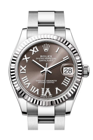 Rolex Datejust 31 Brown Roman Dial Fluted Bezel Ladies Watch - Ref # 278274 278274-0027