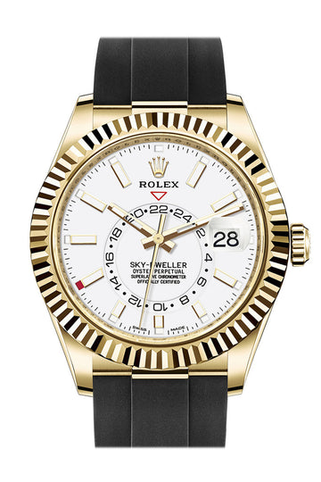 ROLEX Sky-Dweller 42 White Dial 18K Yellow Gold Watch - Ref # 326238