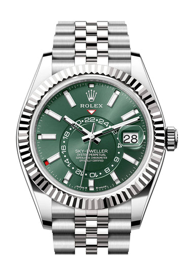 Rolex Sky Dweller 42 Mint Green Dial Stainless Steel Jubilee Mens Watch - Ref # 336934