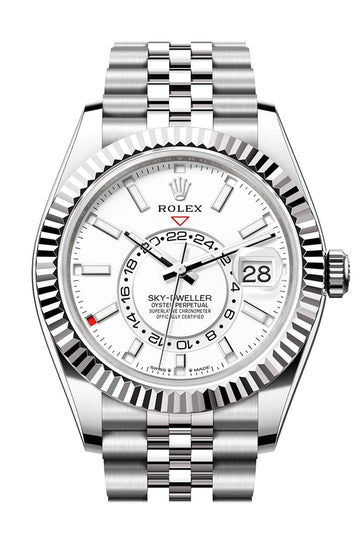 Rolex Sky Dweller 42 White Dial Stainless Steel Jubilee Mens Watch - Ref # 336934