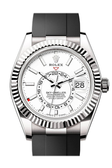 Rolex Sky Dweller 42 White Dial White Gold Mens Watch - Ref # 336239