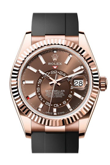 Rolex Sky Dweller 42 Chocolate Dial Rose Gold Mens Watch - Ref # 336235