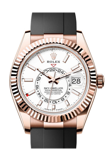 Rolex Sky Dweller 42 White Dial Dial Rose Gold Mens Watch - Ref # 336235