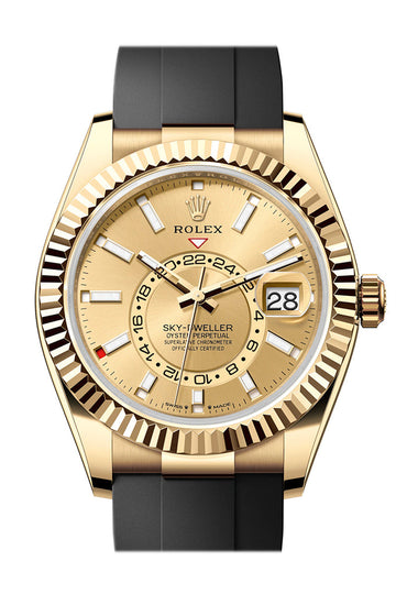 Rolex Sky Dweller 42 Champagne Dial Yellow Gold Mens Watch - Ref # 336238