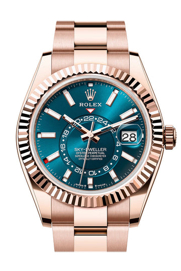 Rolex Sky Dweller 42 Blue- Green Dial Rose Gold Oyster Mens Watch - Ref # 336935