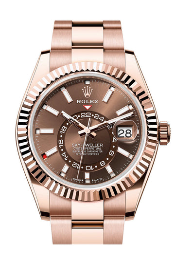 Rolex Sky Dweller 42 Chocolate Dial Rose Gold Oyster Mens Watch - Ref # 336935