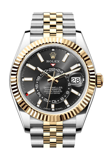 Rolex Sky Dweller 42 Black Dial Yellow Gold Stainless Steel Jubilee Mens Watch - Ref # 336933