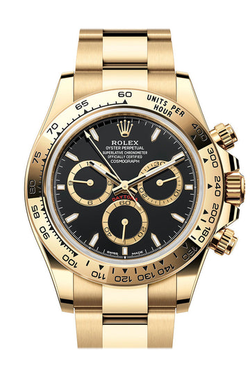 Rolex Daytona 40 Black Dial Yellow Gold Mens Watch - Ref # 126508