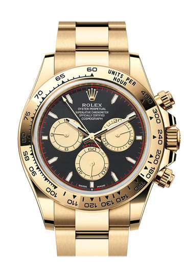 Rolex Daytona 40 Black and Champagne Dial Yellow Gold Mens Watch - Ref # 126508