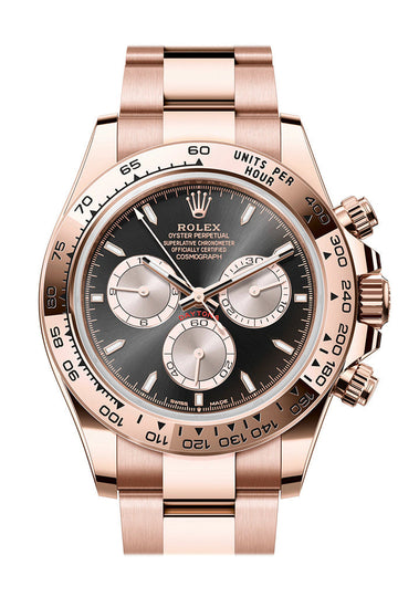 Rolex Daytona 40 Bright Black and Sundust Dial Rose Gold Mens Watch - Ref # 126505
