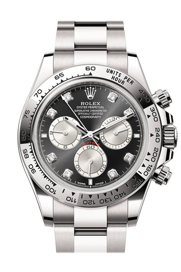 Rolex Daytona 40 Bright Black and Steel Diamond Dial Dial White Gold Mens Watch - Ref # 126509