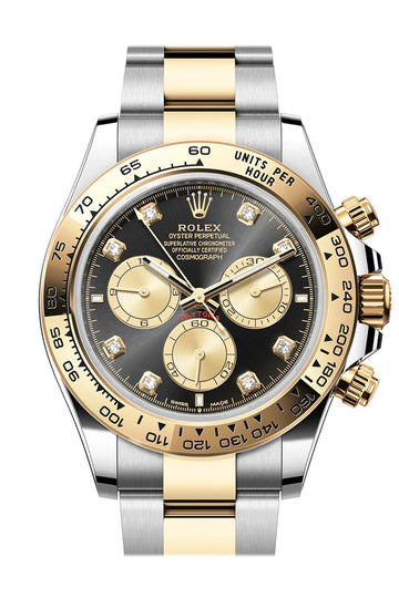 Rolex Daytona 40 Black and Golden Diamond Dial Yellow Gold Stainless Steel Mens Watch - Ref # 126503