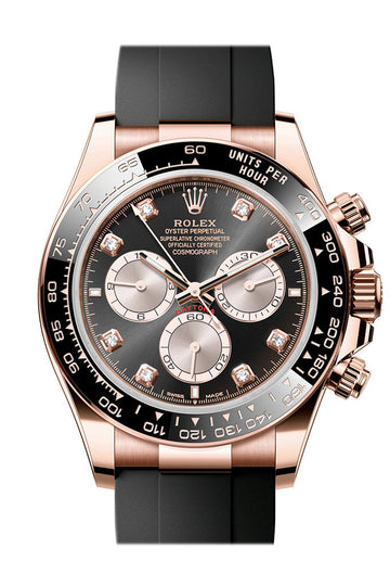 Rolex Daytona 40 Black and Sundust Diamond Dial Rose Gold Mens Watch - Ref # 126515LN