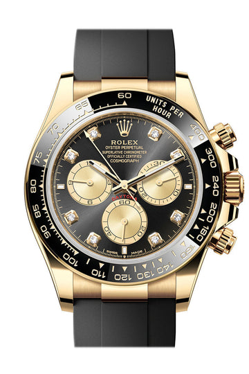 Rolex Daytona 40 Black Golden Diamond Dial Yellow Gold Mens Watch - Ref # 126518LN