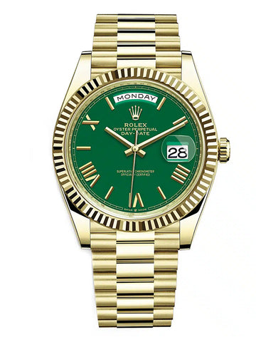 Rolex Day-Date 40 Green Roman Dial 18K Yellow Gold President 228238