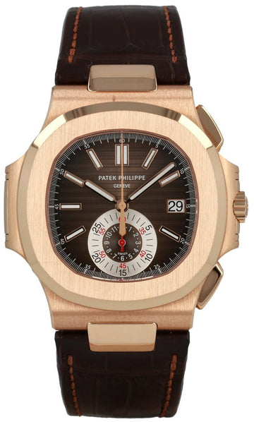 Patek Philippe Nautilus Rose Gold - Brown Dial - Leather Strap - Ref# 5980R-001