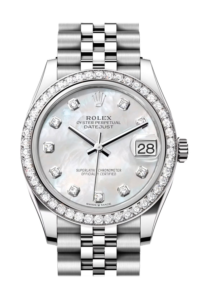 Rolex Datejust 31 White Mother of Pearl Diamond Dial Jubilee Ladies Watch - Ref #  278384RBR 278384RBR-0008