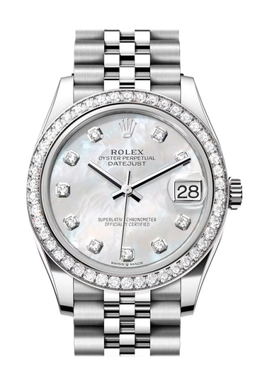 Rolex Datejust 31 White Mother of Pearl Diamond Dial Jubilee Ladies Watch - Ref #  278384RBR 278384RBR-0008