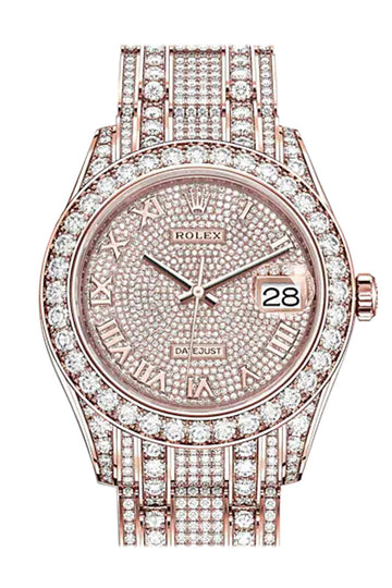 ROLEX Pearlmaster 39 Diamond Pave Dial Pearlmaster Bracelet 18K Rose Gold Watch - Ref #  86405RBR