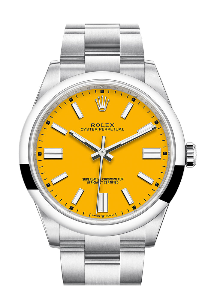 Rolex Oyster Perpetual 41 Yellow Dial Oyster Bracelet Watch - Ref #  124300