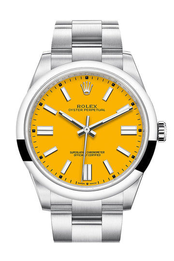 Rolex Oyster Perpetual 41 Yellow Dial Oyster Bracelet Watch - Ref #  124300