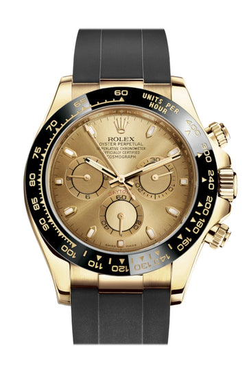 Rolex Cosmograph Daytona Champagne Yellow Gold Oysterflex Strap Mens Watch - Ref #  116518LN 116518