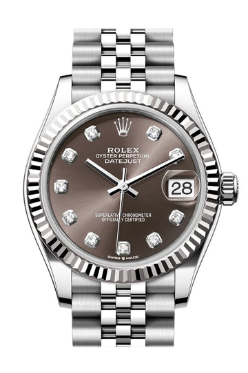 Rolex Datejust 31 Brown Diamond Dial Fluted Bezel Jubilee Ladies Watch - Ref #  278274 278274-0008