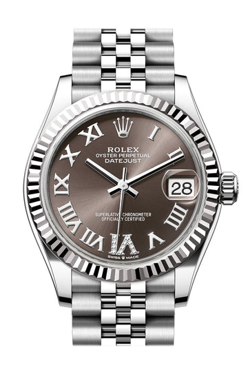 Rolex Datejust 31 Brown Roman Dial Dial Fluted Bezel Jubilee Ladies Watch - Ref #  278274 278274-0028