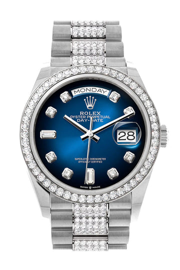 Rolex Day-Date 36 Blue ombrŽ Diamond Dial Diamond Bezel White Gold Diamond President Watch - Ref #  128349RBR