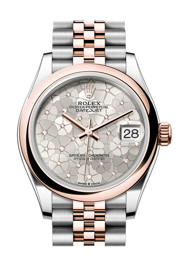 Rolex Datejust 31 Silver Floral Motif Diamond Dial Rose Gold Steel Jubilee Ladies Watch - Ref #  278241 278241-0032