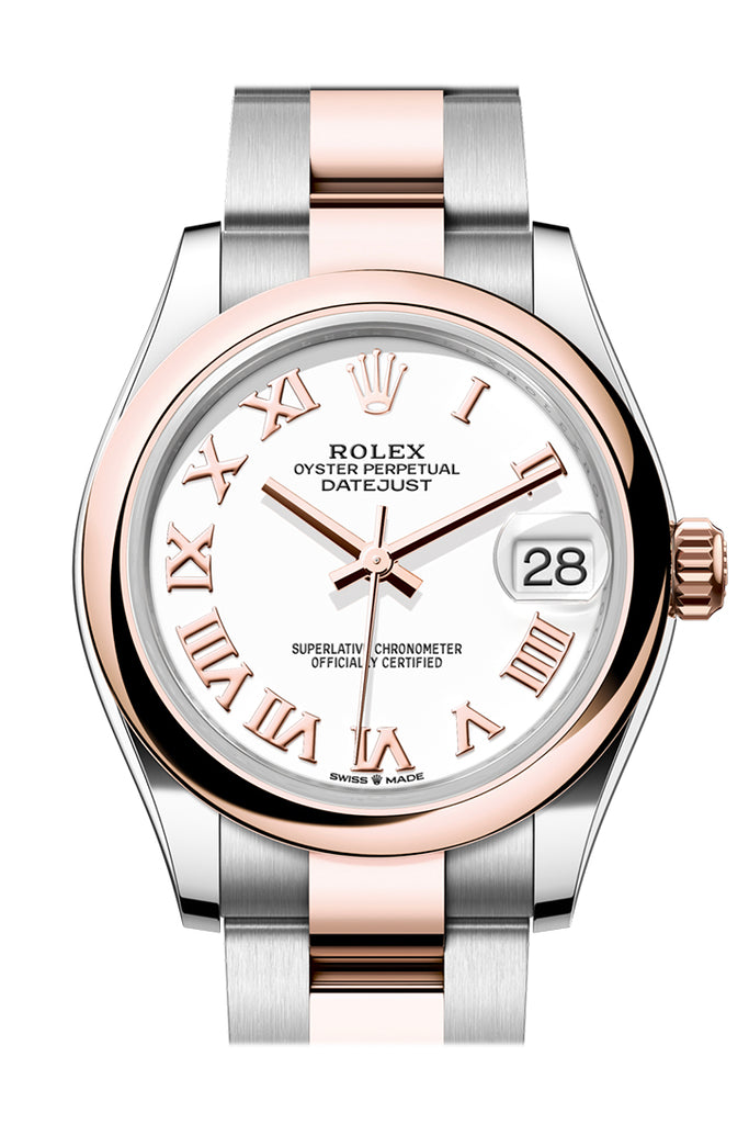 Rolex Datejust 31 White Roman Dial Rose Gold Steel Ladies Watch - Ref #  278241 278241-0001