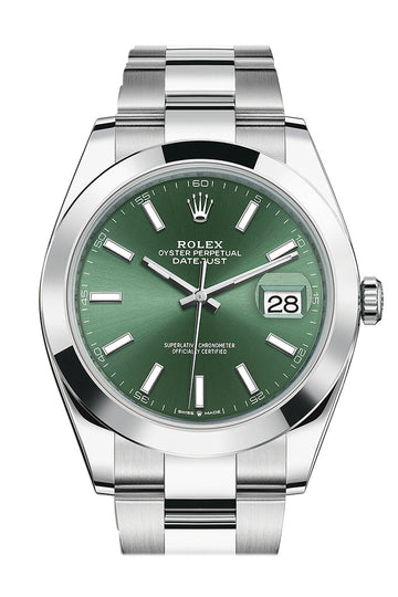 Rolex Datejust 41 Green Stick Dial Oyster Watch - Ref #  126300 126300-0019