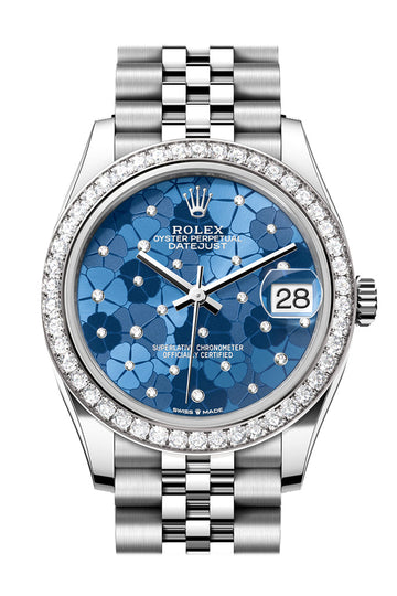 Rolex Datejust 31 Azzurro Blue floral Motif Diamond Dial Jubilee Ladies Watch - Ref #  278384RBR 278384RBR-0040