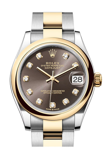 Rolex Datejust 31 Dark Grey Diamond Dial Yellow Gold Steel Ladies Watch - Ref #  278243 278243-0021