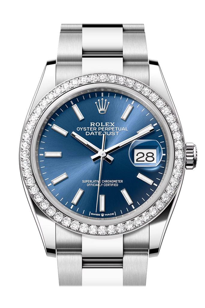 Rolex Datejust 36 Blue Dial Diamond Bezel Watch - Ref #  126284RBR 126284RBR-0010