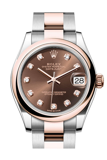 Rolex Datejust 31 Chocolate Diamond Dial Rose Gold Steel Ladies Watch - Ref #  278241 278241-0027