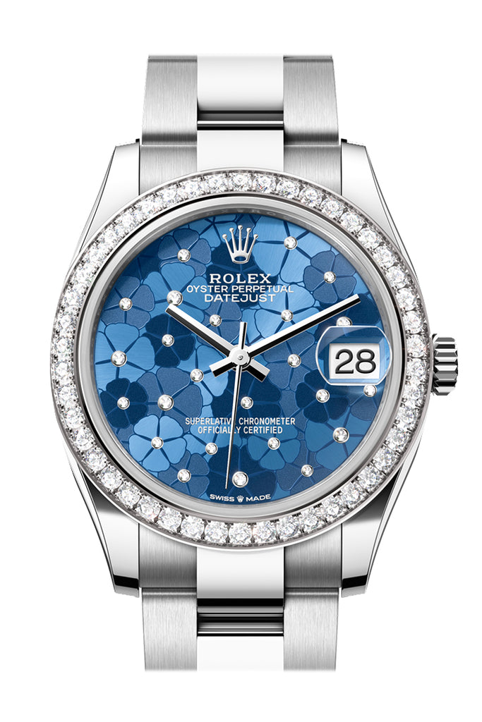 Rolex Datejust 31 Blue Floral Motif Diamond Dial Ladies Watch - Ref #  278384RBR 278384RBR-0039