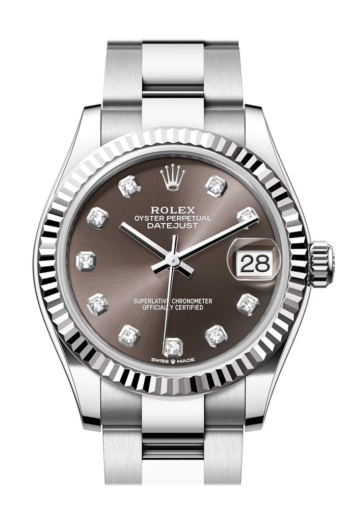 Rolex Datejust 31 Brown Diamond Dial Fluted Bezel Ladies Watch - Ref #  278274 278274-0007