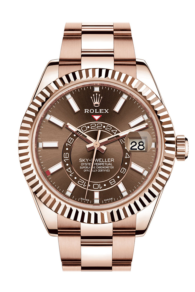 ROLEX Sky-Dweller 42 Chocolate Dial 18K Rose Gold Watch - Ref #  326935