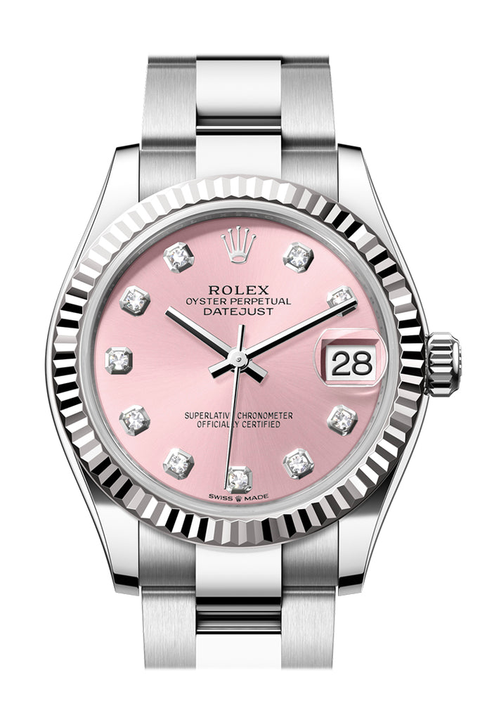 Rolex Datejust 31 Pink Diamond Dial Fluted Bezel Ladies Watch - Ref #  278274 278274-0031