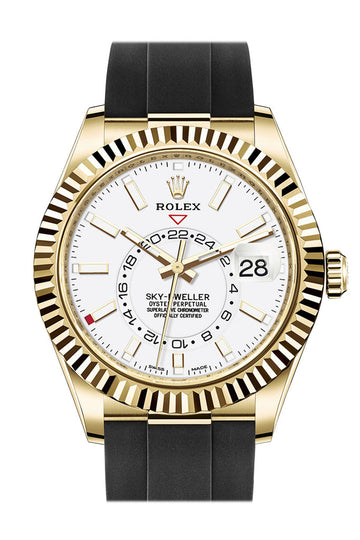 ROLEX Sky-Dweller 42 White Dial 18K Yellow Gold Watch - Ref #  326238