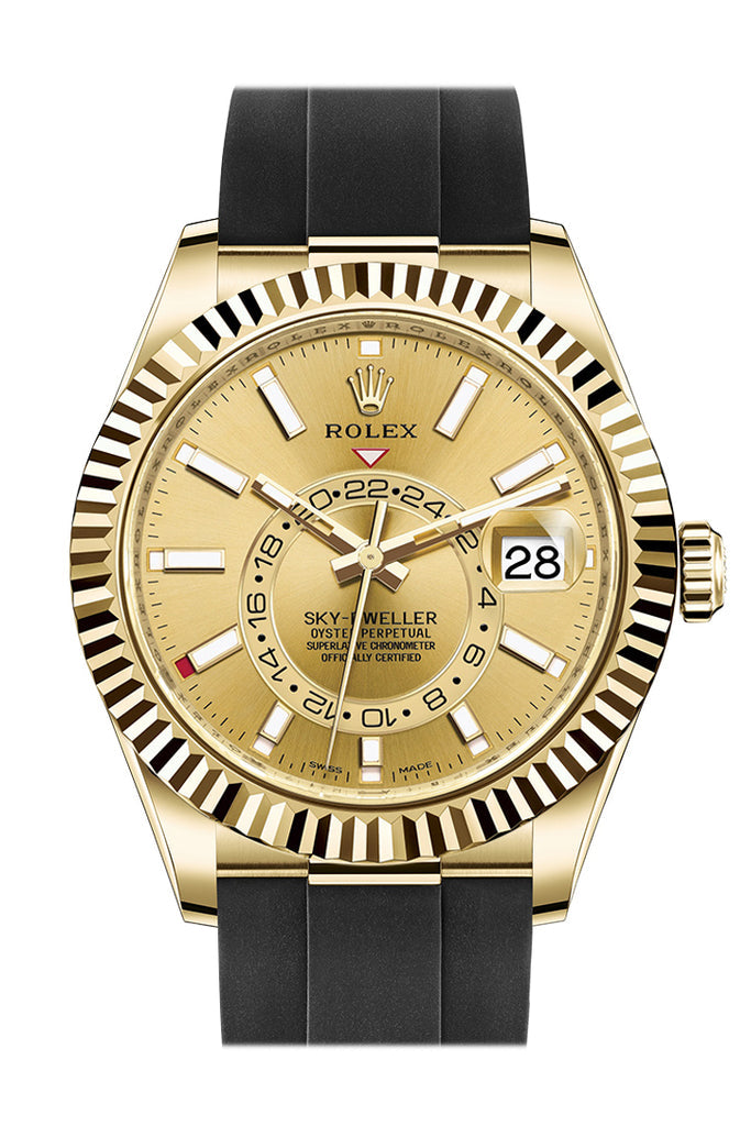 ROLEX Sky-Dweller 42 Champagne Dial 18K Yellow Gold Watch - Ref #  326238