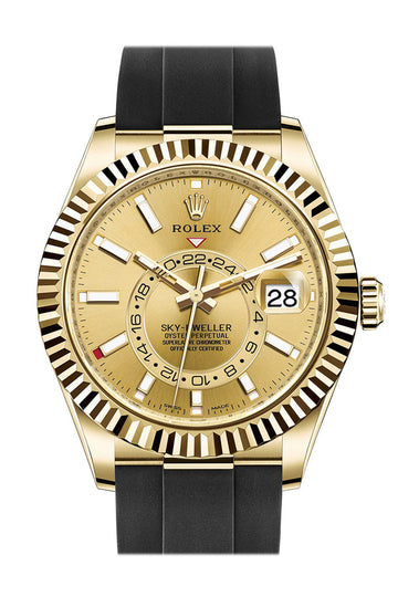 ROLEX Sky-Dweller 42 Champagne Dial 18K Yellow Gold Watch - Ref #  326238