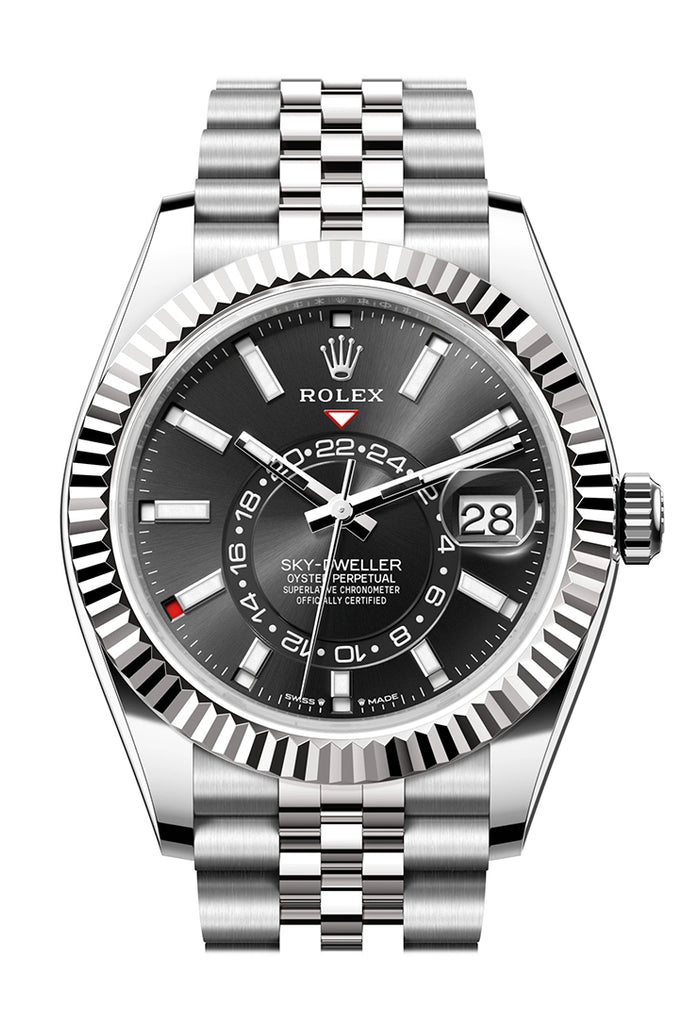 Rolex Sky Dweller 42 Black Dial Oyster Stainless Steel Jubilee Mens Watch - Ref #  336934