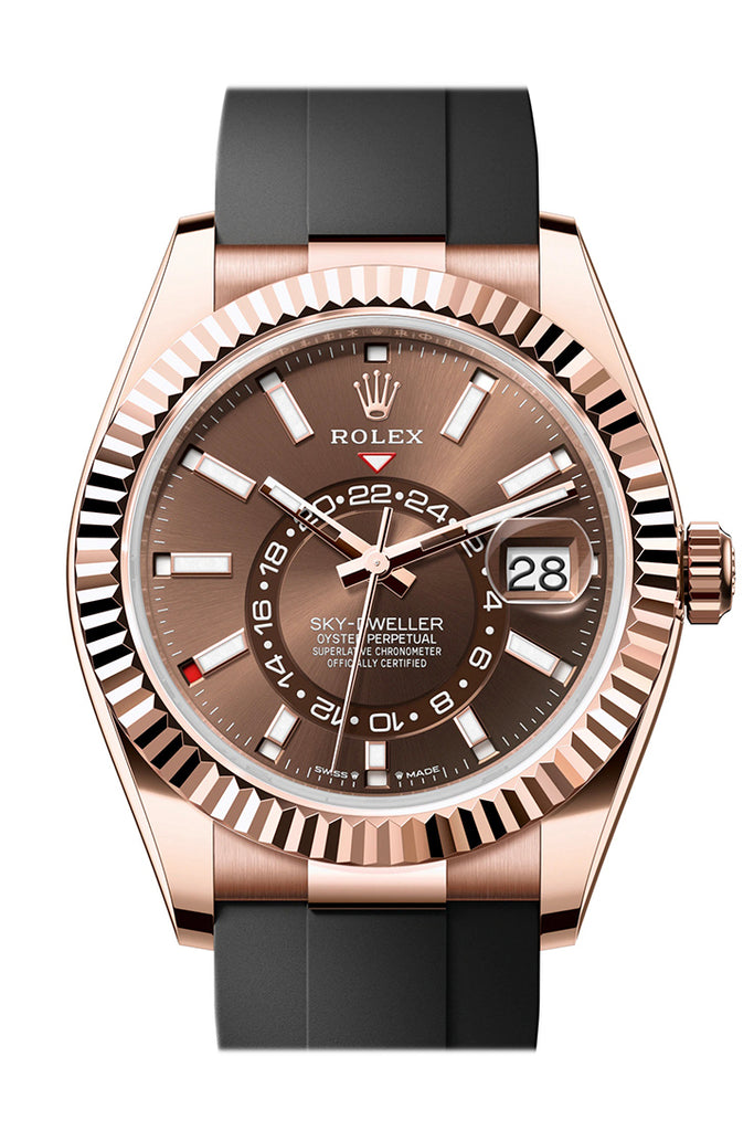 Rolex Sky Dweller 42 Chocolate Dial Rose Gold Mens Watch - Ref #  336235