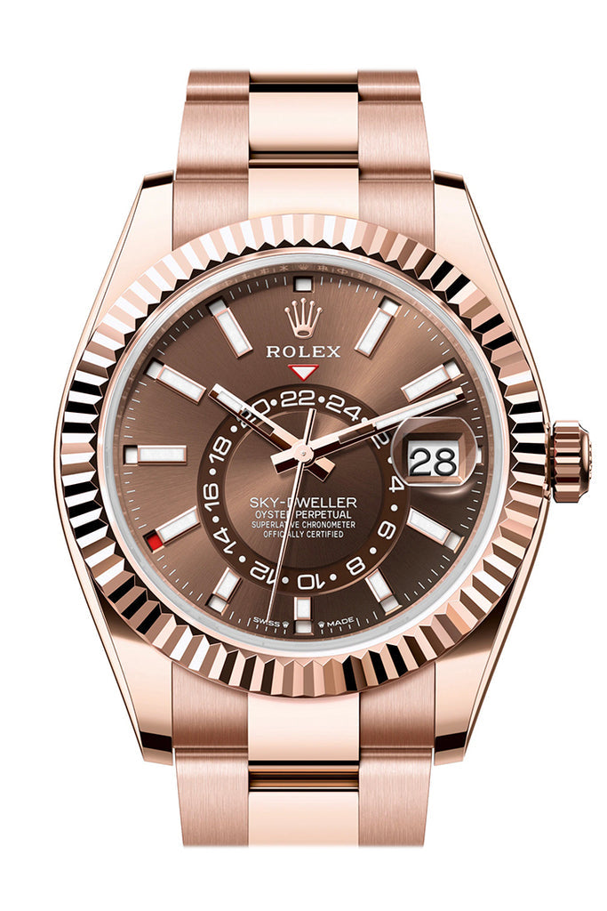 Rolex Sky Dweller 42 Chocolate Dial Rose Gold Oyster Mens Watch - Ref #  336935