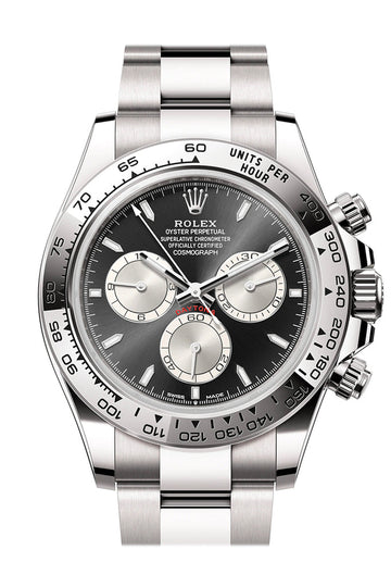 Rolex Daytona 40 Bright Black and Steel Dial White Gold Mens Watch - Ref #  126509